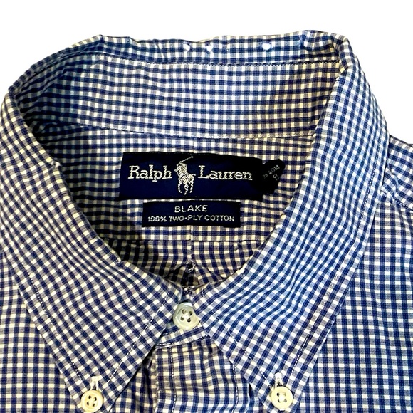 Men's Ralph Lauren Blue Check Button Down - Sz XL - Picture 3 of 4